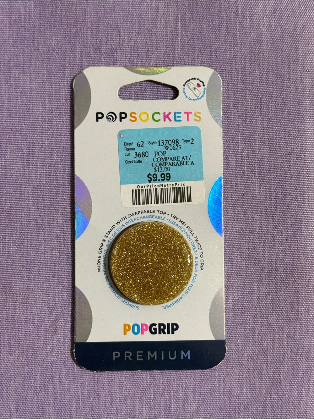 PopSocket PopGrip Premium Gold Glitter Phone Grip